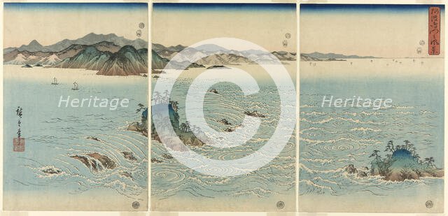 The Whirlpools in Naruto Strait, Awa Province (Awa Naruto no fukei), 1857. Creator: Ando Hiroshige.