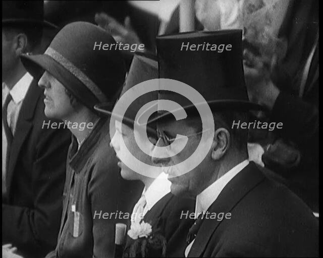 A Male Civilian Wearing a Top Hat Watching a Cricket Match, 1920. Creator: British Pathe Ltd.