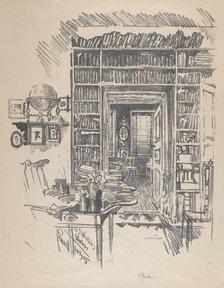 Book-Room at Dr. Wister's, 1912. Creator: Joseph Pennell.