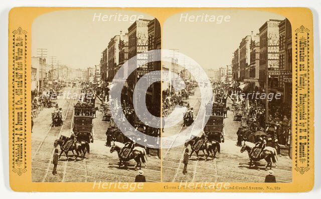 Circus in Town, cor West Water and Grand Avenue, 1880/89. Creator: Henry Hamilton Bennett.