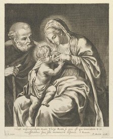The Virgin nursing the infant Christ, Joseph at left, after Reni, ca. 1600-1700., ca. 1600-1700. Creator: Anon.