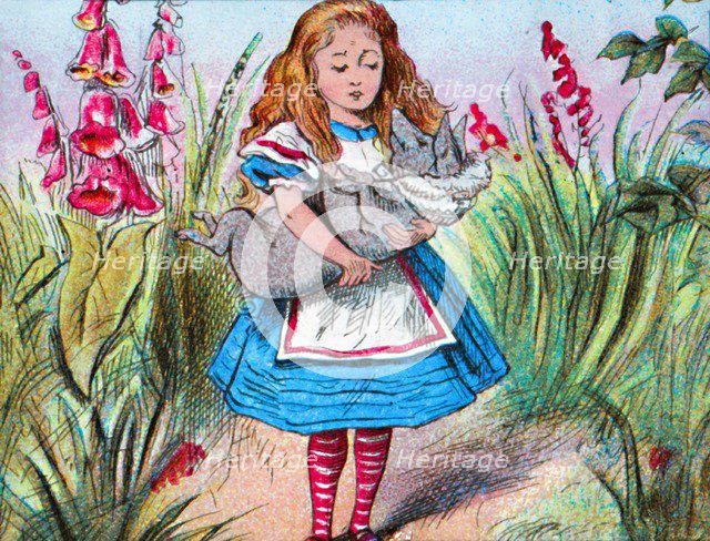 'Alice holding a pig in her arms.', c1910. Creator: John Tenniel.