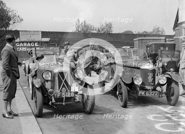 Cars at the North West London Motor Club Trial, Osterley Park Hotel, Isleworth, 1 June 1929. Artist: Bill Brunell.