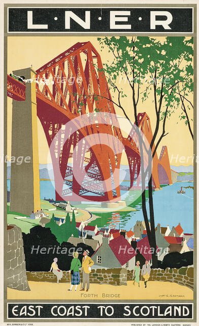 L.N.E.R: East Coast to Scotland, Forth Bridge, c1925. Creator: Gawthorn, Henry George (1879-1941).