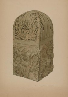 Stone Gate Post, c. 1939. Creator: Rose Campbell-Gerke.