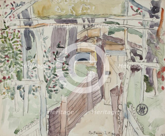 'Corridor to the Dugout. Optowa, May 3, 1916', May 3, 1916.  Creator: Leopold Gottlieb.