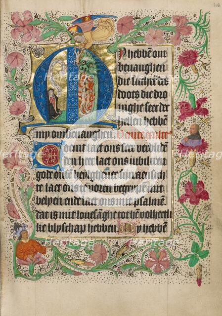 Initial M: A Kneeling Woman in Prayer; Book of Hours, Use of Utrecht, about 1460. Creator: Master of Evert Zoudenbalch.