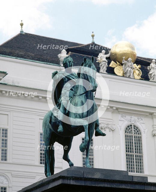 Equestrian statue of Holy Roman Emperor Joseph II, Josefsplatz, Vienna, Austria, 1994.  Creator: LTL.