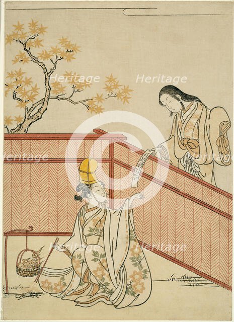 Burning Autumn Maple Leaves, 1765. Creator: Suzuki Harunobu.