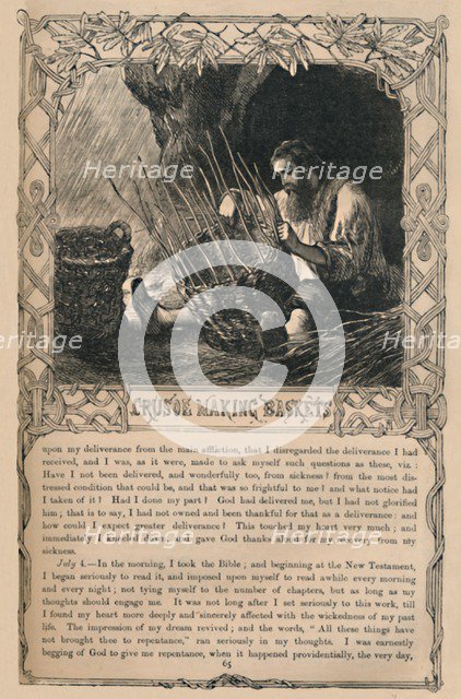 'Crusoe Making Baskets', c1870. Artist: Unknown.