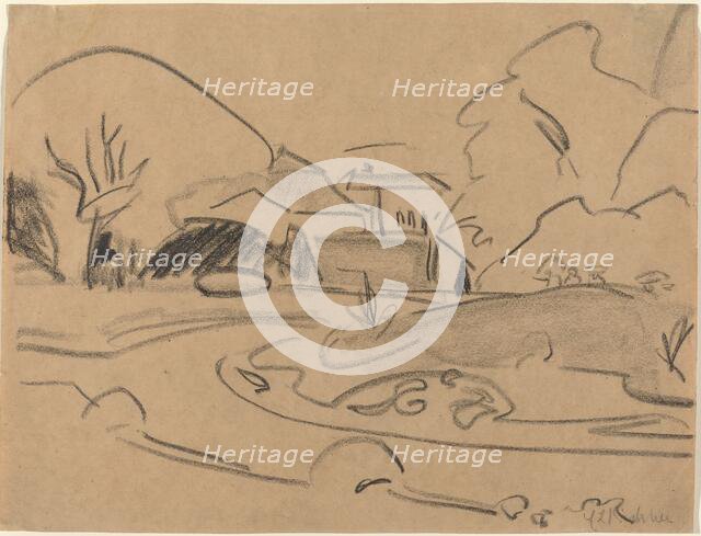 Footpaths and Pavilion in the Dresden Grosser Garten, c. 1909. Creator: Ernst Kirchner.