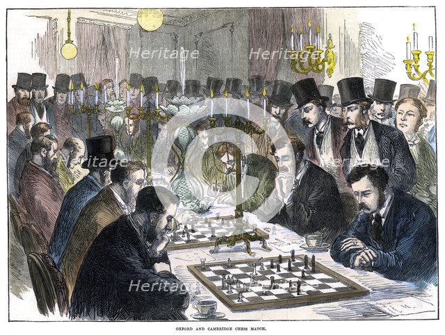 Oxford and Cambridge Chess Match', 19th century. Artist: Unknown