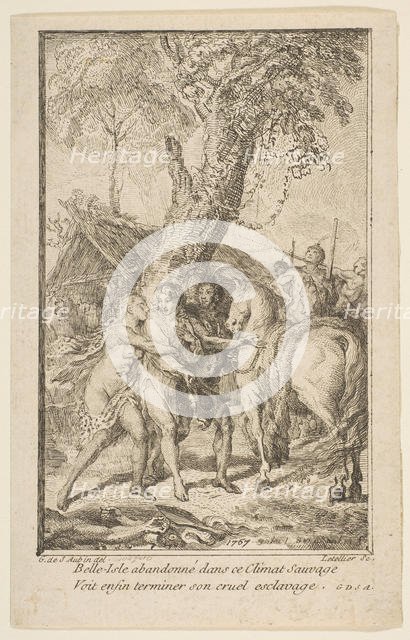 Fuite de M. de Belle-Isle, prisonnier chez les Attakapas, 1767. Creator: Charles-Francois Letellier.