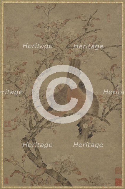 Two Doves on a Flowering Branch, 14th-15th century. Creator: Unknown.