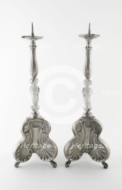 Pair of Altar Candlesticks, Germany, Mid 18th century. Creator: Unknown.
