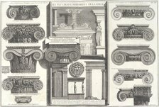 Various Roman Ionic capitals compared with Greek examples..., mid-18th century. Creator: Giovanni Battista Piranesi.