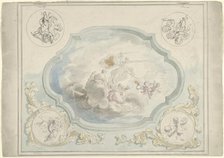 Design for a ceiling painting with Charitas and Pax, 1715-1798. Creator: Dionys van Nijmegen.