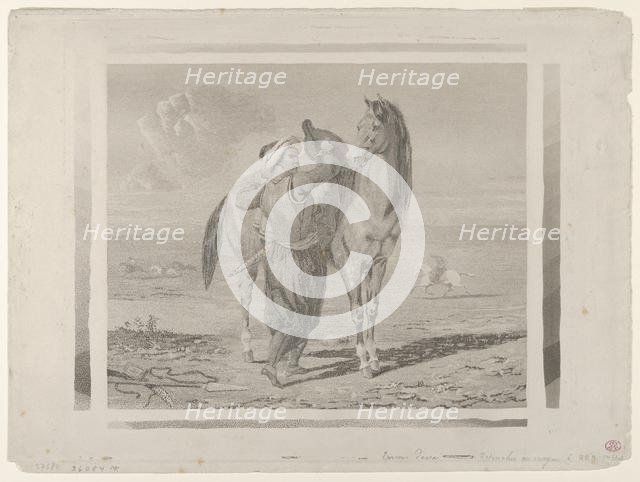 A Turk Saddling His Horse, 1824., 1824. Creator: Eugene Delacroix.