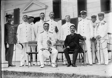 Marshal-Admiral the Marquis Togo Heihachiro with US naval officers in Washington, D.C., 1911.  Creator: Harris & Ewing.