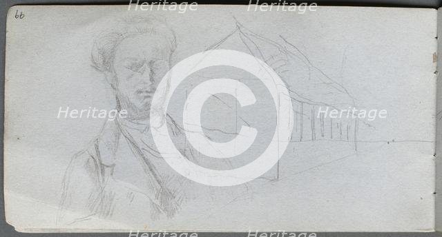 Sketchbook, page 99: Study of Figure, Building. Creator: Ernest Meissonier (French, 1815-1891).