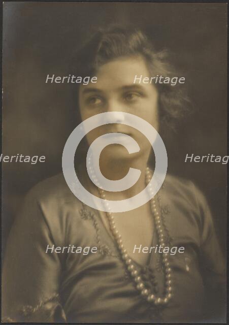 Portrait of a Woman with Large Pearls, 1907-1943. Creator: Louis Fleckenstein.