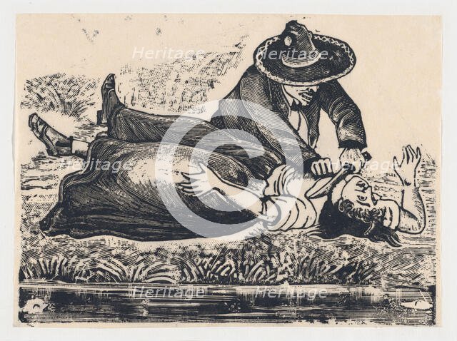 Francisco Guerrero, the waistcoat maker and cut throat, murdering a woman, ca. 19..., ca. 1905-1910. Creator: José Guadalupe Posada.