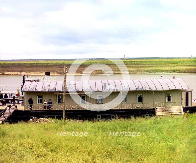 Barracks of the Ministry of Communication and Transportation, Oka River, 1912. Creator: Sergey Mikhaylovich Prokudin-Gorsky.