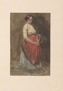 Standing girl pouring from a jug into a glass, 1842-1859. Creator: Josef Eduard Tetar van Elven.