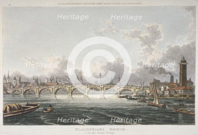View of Blackfriars Bridge from the Strand Bridge, London, 1815. Artist: Anon