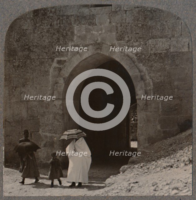 'Mahommedan women entering Jerusalem by Herod's Gate', c1900. Artist: Unknown.