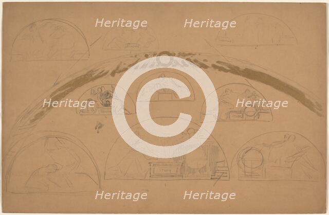 Studies for Lunettes [recto], 1890/1897. Creator: Charles Sprague Pearce.