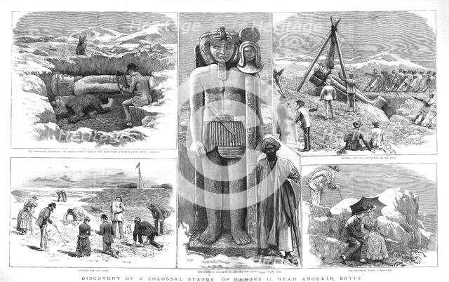 'Discovery of a Colossal Statue of Ramses II near Aboukir, Egypt', 1886. Creator: Unknown.