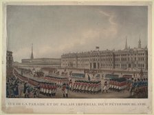 The parade in front of the Winter Palace in St. Petersburg on 1812, 1812. Artist: Anonymous  