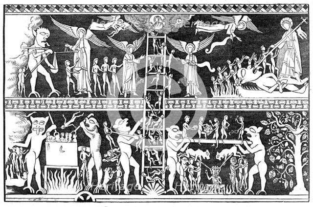 Old wall-painting in Chaldon Church, Surrey, 1872. Creator: Unknown.