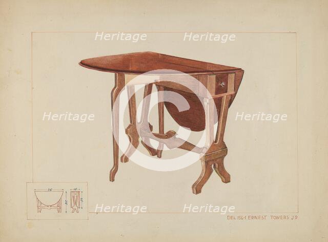 Table, c. 1937. Creator: Ernest A Towers Jr.