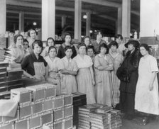 Wooden box industry - female workers posing with Mrs. Graham, c1910. Creator: Frances Benjamin Johnston.
