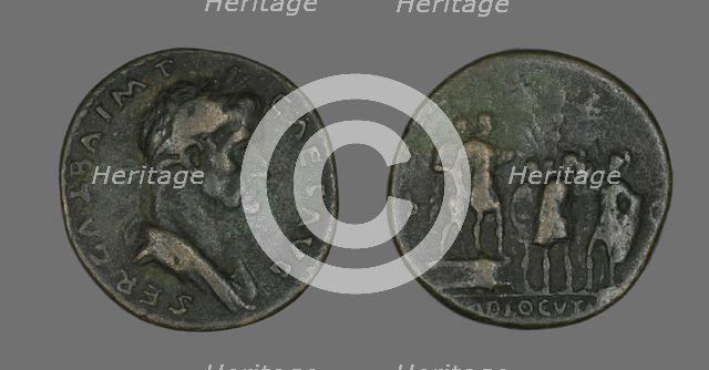 Sestertius (Coin) Portraying Emperor Galba, 68. Creator: Unknown.