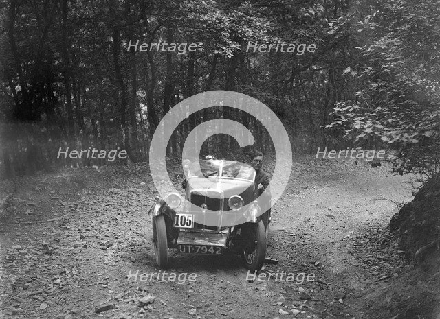 MG M type taking part in the B&HMC Brighton-Beer Trial, Fingle Bridge Hill, Devon, 1934. Artist: Bill Brunell.