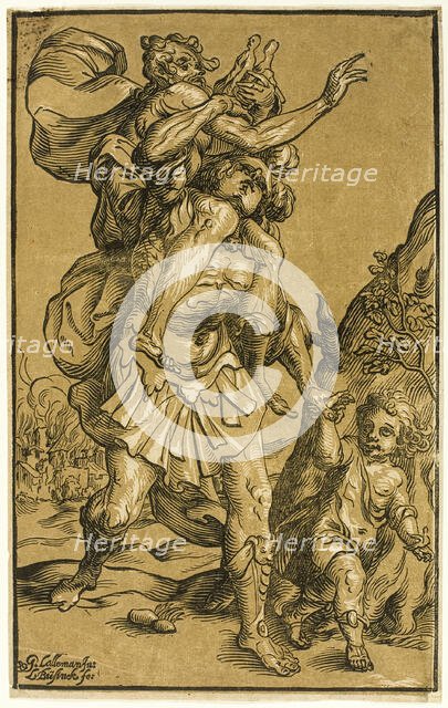 Aeneas Carrying His Father, Anchises, 1643. Creator: Ludolph Busing.