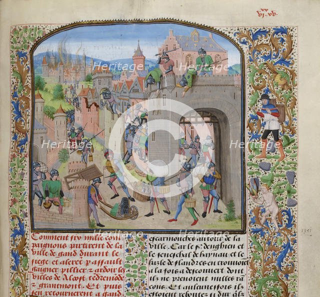 Pillage the city of Grammont, ca 1470-1475. Creator: Liédet, Loyset (1420-1479).