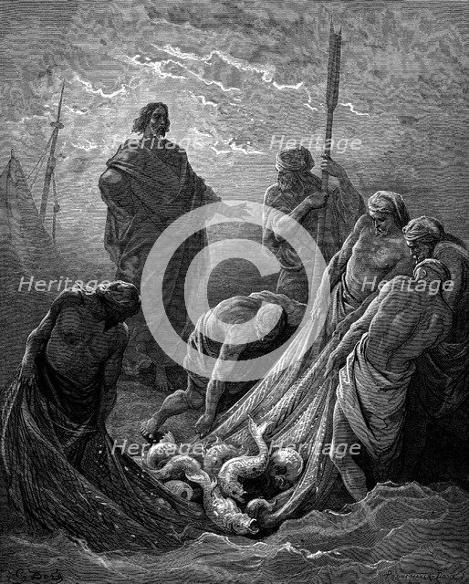 The miraculous draught of fishes, 1866. Artist: Gustave Doré