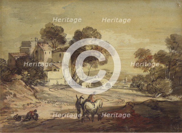 Italianate Landscape with Travellers on a winding Road, 1775-1779. Artist: Thomas Gainsborough.