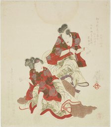 The actors Ichikawa Danjuro VII as Takamoto no kitsune and Segawa Kikunojo V as Izumi..., 1818. Creator: Utagawa Kunisada.