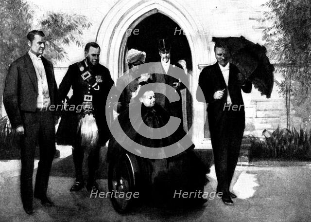 Confirmation of Princess Alice of Albany at St. George's Church, Cannes: The Queen leaving..., 1898. Creator: Unknown.