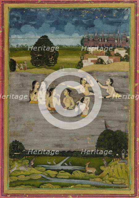 Women bathing in a lake, 18th century. Creator: Unknown.