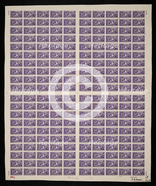 3c Baseball Centennial plate proof, 14391. Creator: Bureau of Engraving and Printing.