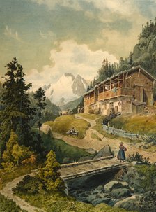 Alpine landscape with a bridge. Artist: Gatt, Ferdinand (1847-1909)