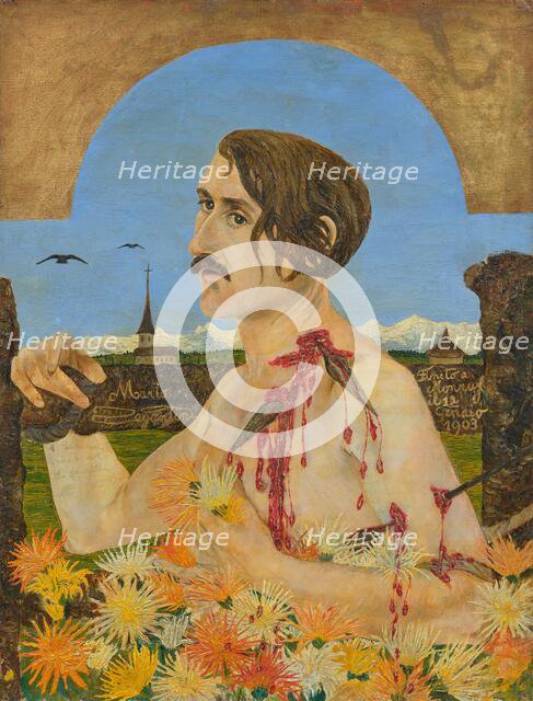 Portrait of William Ritter (1867-1955) as Saint Sebastian, 1903. Creator: Segantini, Mario (1885-1916).