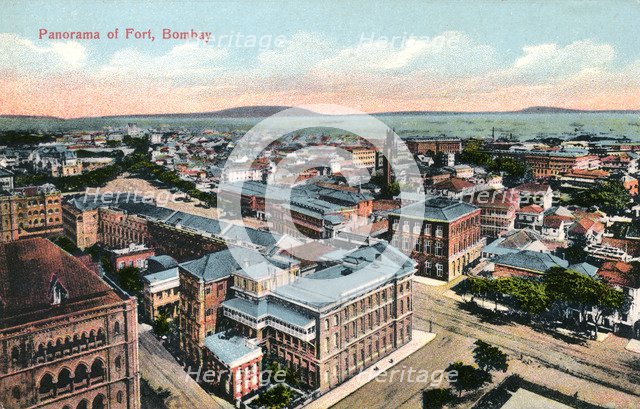 Panorama of the Fort, Bombay, India, early 20th century. Artist: Unknown