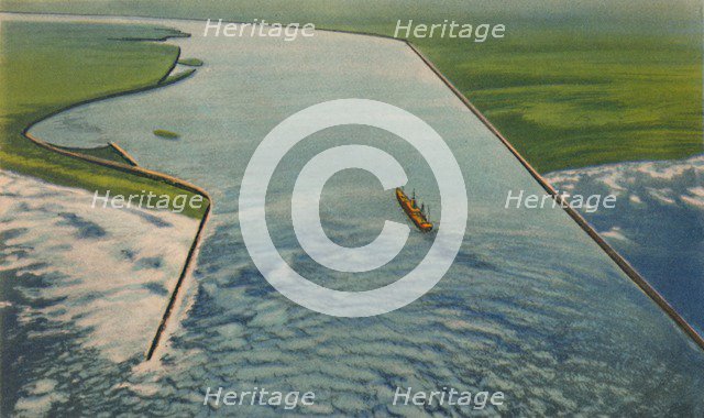 'Bocas de Ceniza, Entrance to the Marine Port, Barranquilla', c1940s. Artist: Unknown.